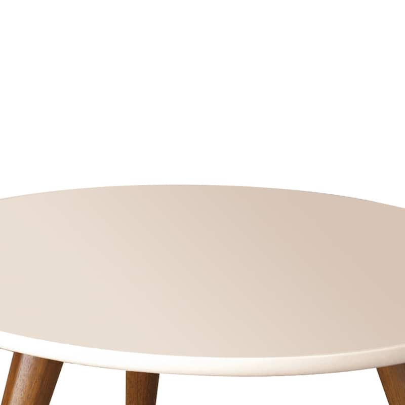24 Inch Round Wooden Coffee Table with Splayed Legs, White and Brown - 12.4 H x 23.62 W x 23.62 L Inchaes