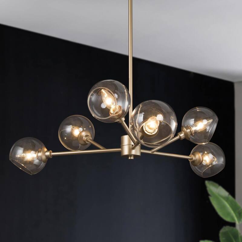 Modern Gold Sputnik Chandelier Transitional Glass Linear Foyer Pendant Lights for Dining Room