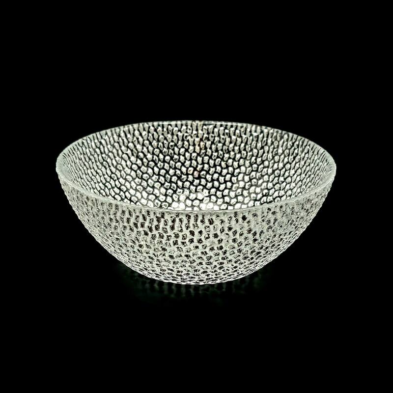 Glass Bowls with Pebble Pattern Perfect for Casual Meals or Festive Gatherings - Set-1 - Silver