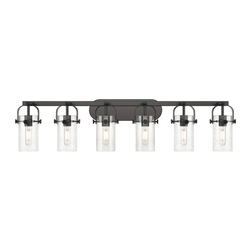 Innovations Lighting Pilaster II Cylinder - 6 Light 7" Wall-Mounted Bath Vanity Light - Seedy/Matte Black