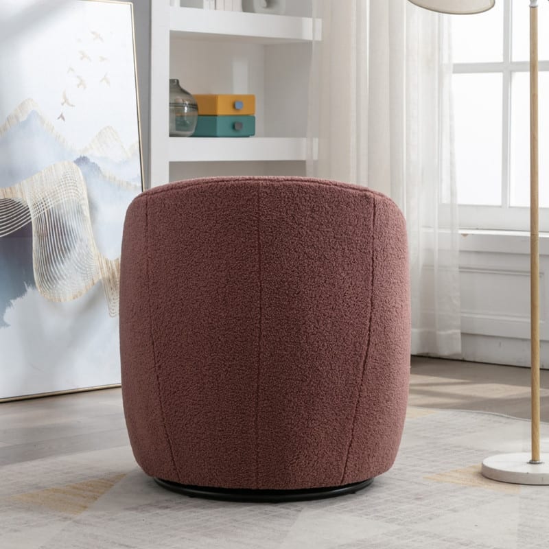 Teddy Fabric Swivel Accent Barrel Chair With Powder Coating Metal Ring