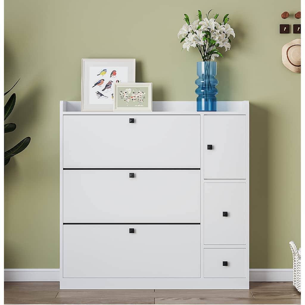 Versatile Shoe Cabinet with 3 Flip Drawers