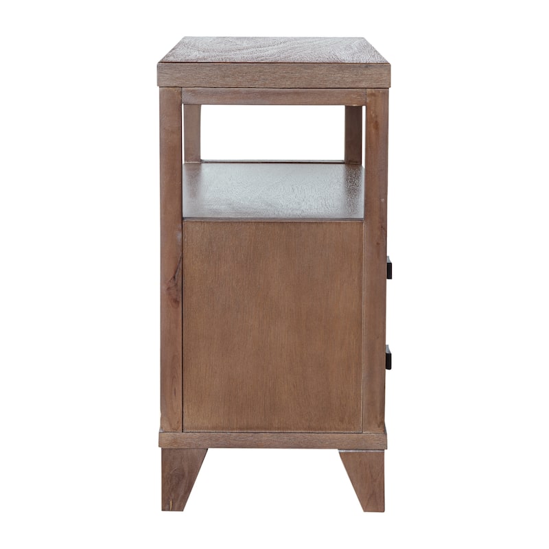 Handmade Wood 2-Drawer Nightstand with Open Shelf by East at Main