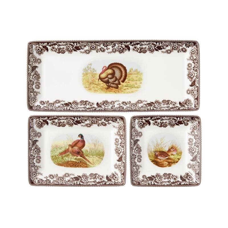 Spode Woodland 3 Piece Traditional Nesting Trays - Brown