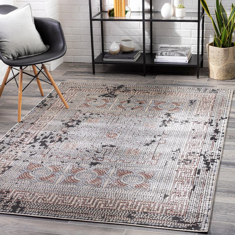 Livabliss Venezia Eclectic Oriental Area Rug - 5' 3" x 7' 3" - Brown/Black