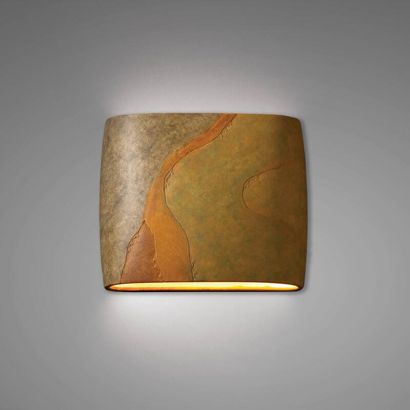 Justice Design Group Ambiance ADA Outdoor Ceramic Wide Oval Wall Sconce with Open Top & Bottom