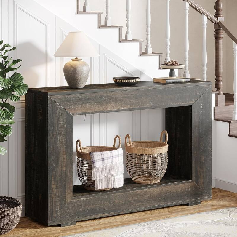 47" Farmhouse Console Table, Entryway Console Table with Storage Shelf for Living Room, Entrance
