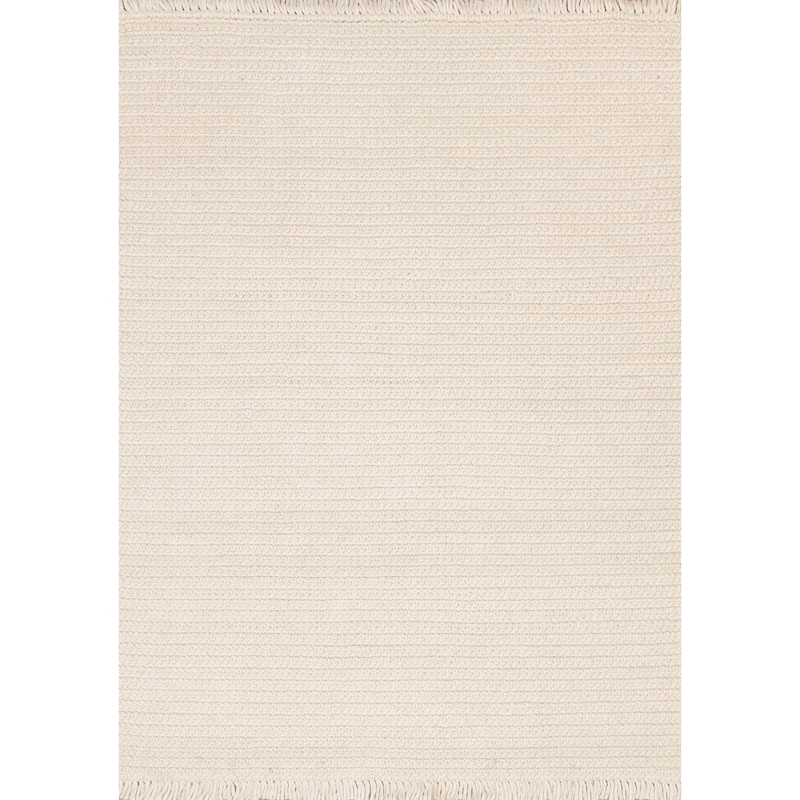 White Knotted Design Wool Handmade Rug