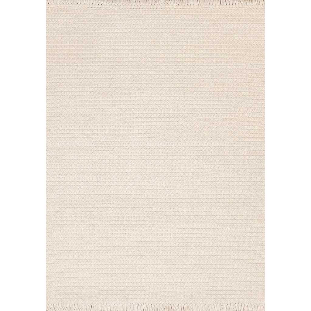 White Knotted Design Wool Handmade Rug