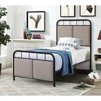 Twin Size Linen Upholstered Platform Metal Bed Frame with Fabric ...