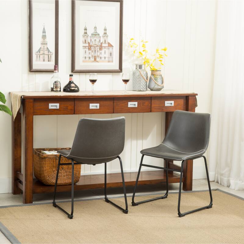 Modern Set of 2 Dining Chairs with PU Leather Backrest Metal Frame for Dining Room Living Room and Bedroom