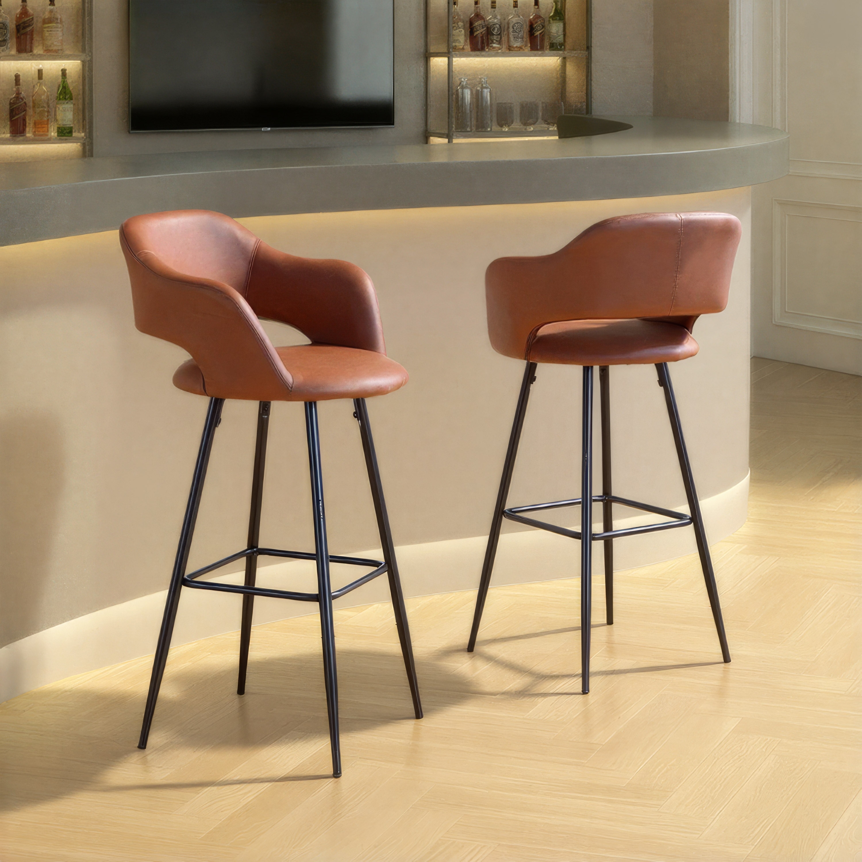 Carson Carrington Vallen Faux Leather Bar Stools (Set of 2)