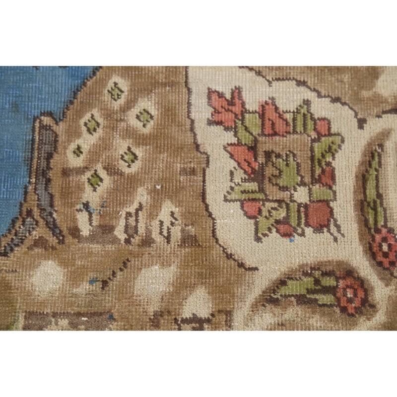 Blue Tabriz Persian Vintage Area Rug Handmade Bedroom Wool Carpet - 6'2"x 9'9"