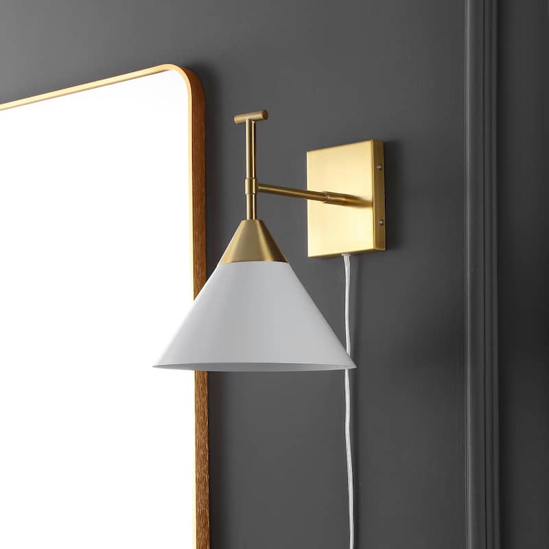 SAFAVIEH Velezia 13-inch Plug-in Wall Sconce with LED Bulb - 9.5 in. W x 12.5 D in. x 12 in. H