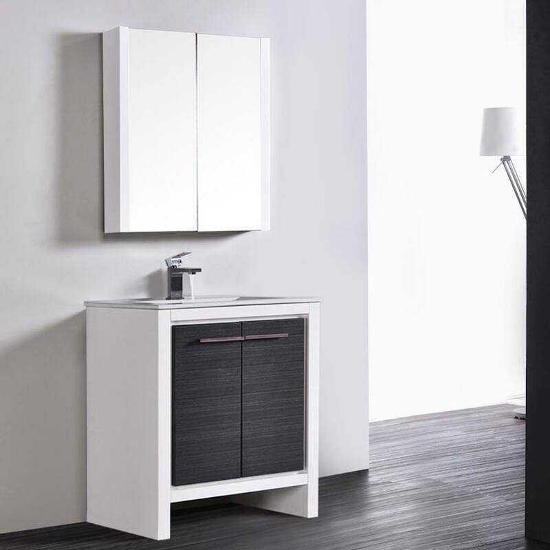 Solid Wood Bathroom Vanity with Mirror Medicine Cabinet