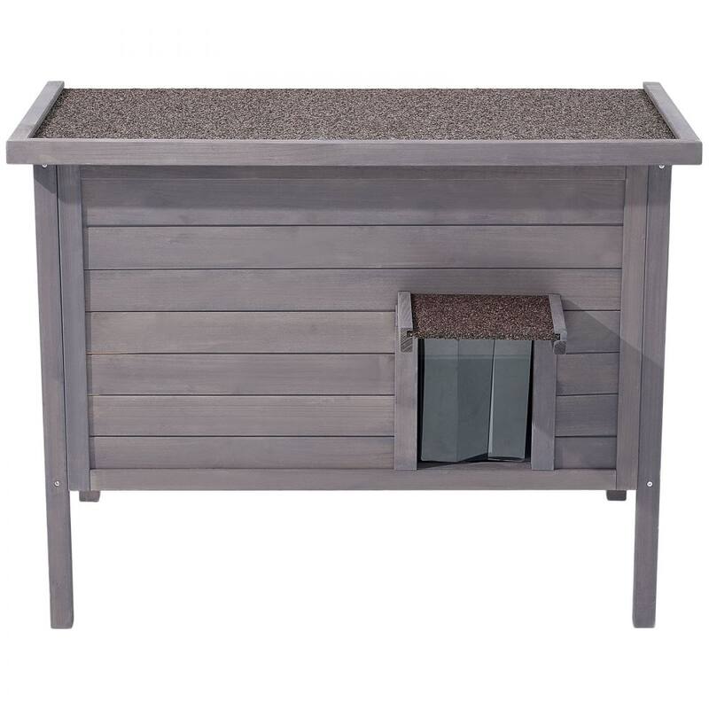 Insulated Wooden Cat House with Heating Pad and Waterproof Outdoor Shelter for Multiple Cats