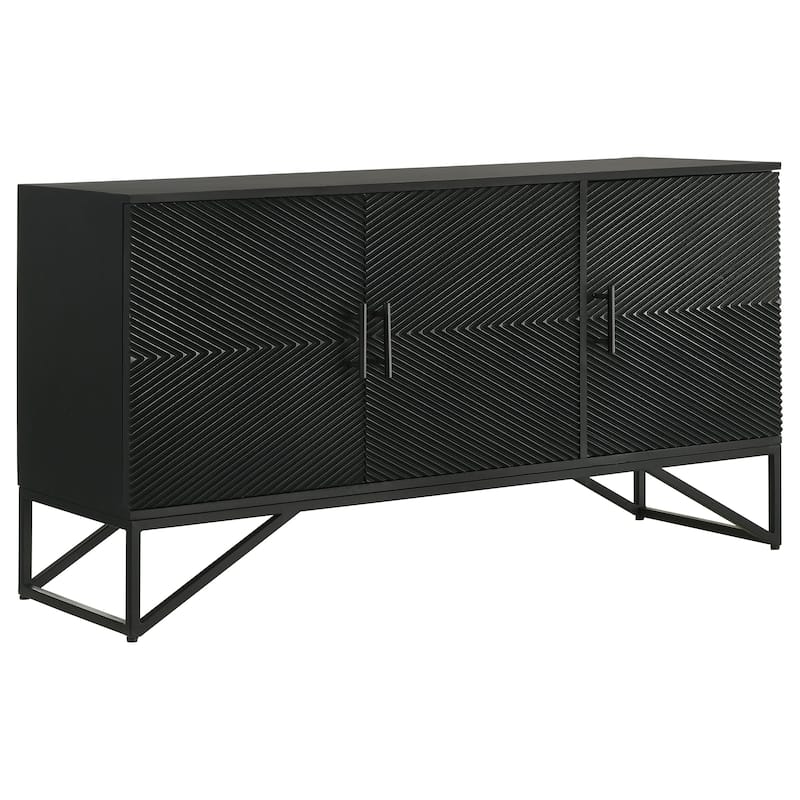 Riddell Wood Reeding Accent Cabinet Matte Black
