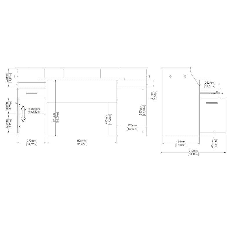 Porch & Den Gaming Desk, Matte Grey