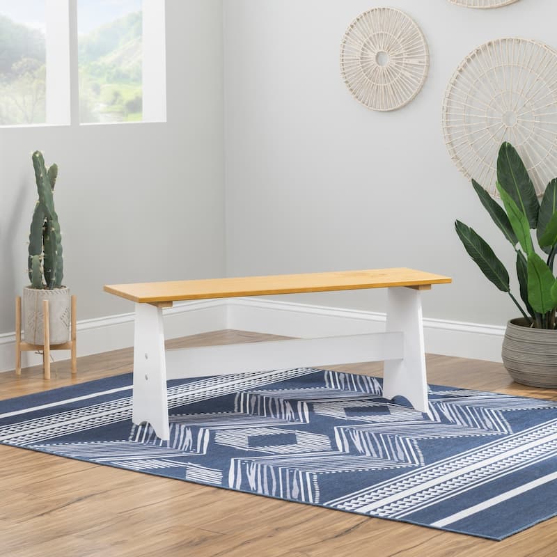 Linon Beatty Large Rustic Backless Bench - White