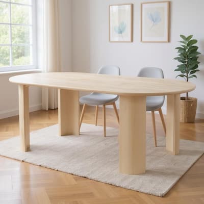 HomeRoots 82" Natural Wood Oval Dining Table - 82.00 in. x 29.90 in. x 40.00 in.