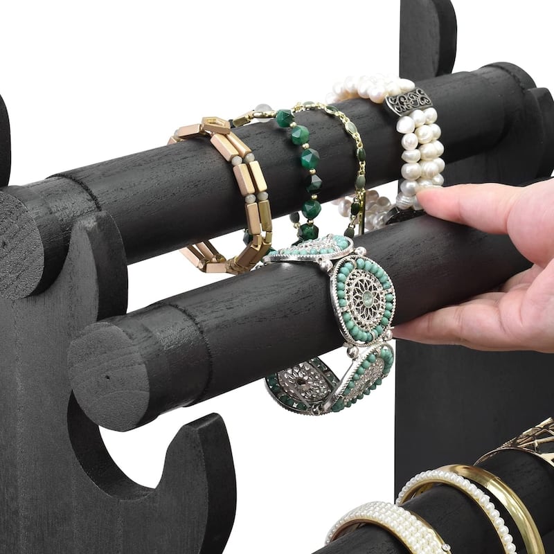Antique Wooden 4 Tier Jewelry Bracelet Display Stand - S