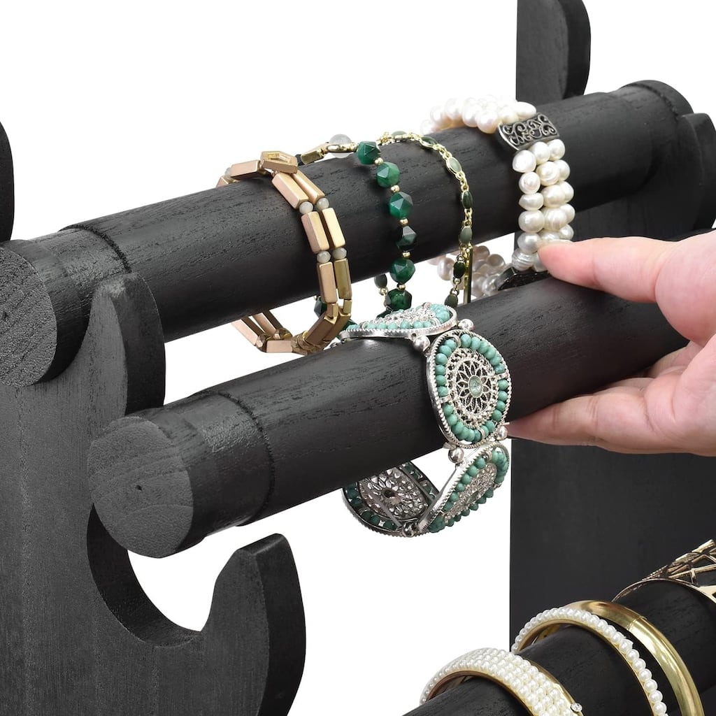 Antique Wooden 4 Tier Jewelry Bracelet Display Stand - S
