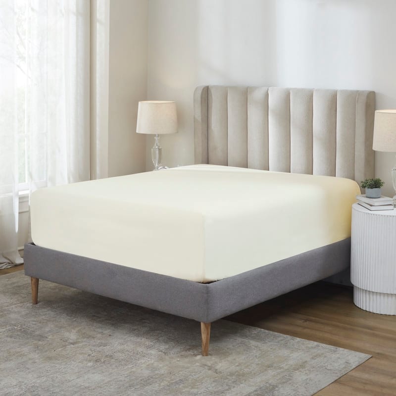 Superior Apus 100% Cotton Perfect Fit Bed Sheet - California King - 20" Deep Pocket - Ivory