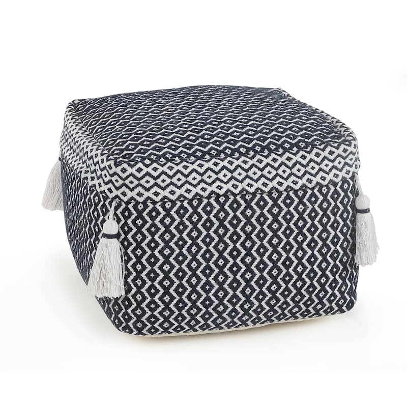 Sevita Navy and Ivory Diamond Pouf