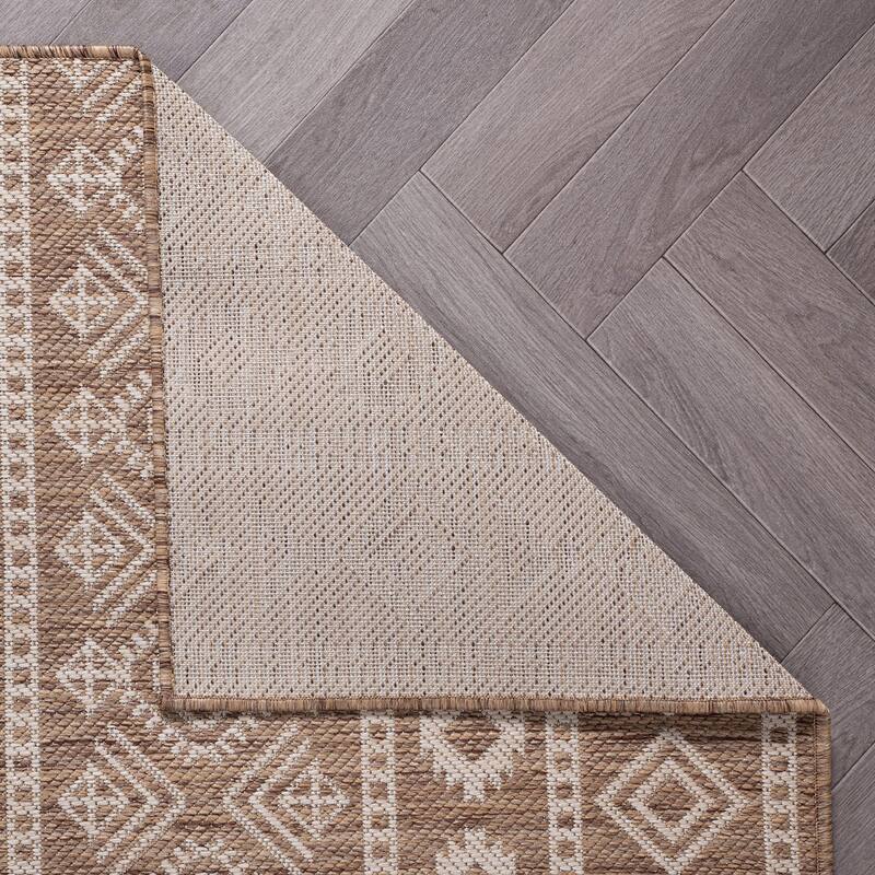 World Rug Gallery Geometric Boho Textured Flat Weave Indoor/Outdoor Area Rug