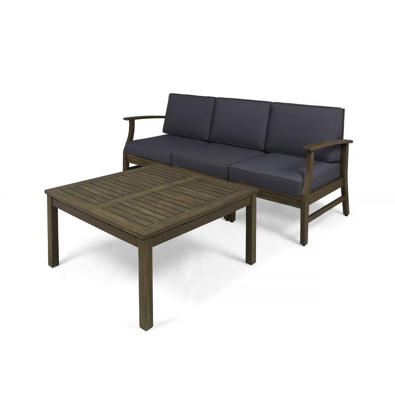 Perla Outdoor Acacia 4-pc. Cushioned Sofa and Table Set by Christopher Knight Home
