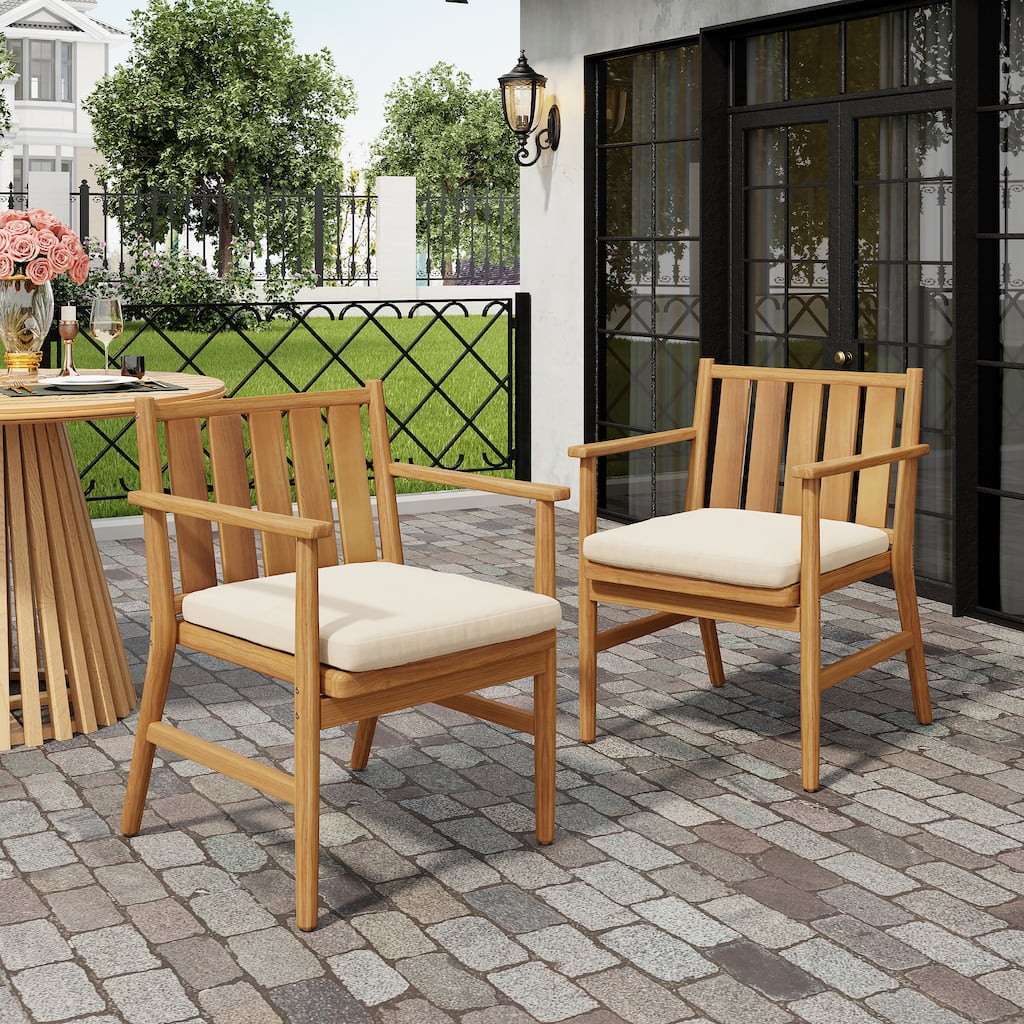 Christopher Knight Home - Modern Outdoor Acacia Wood Dining Chair Set with Weather-Resistant Frame (Set of 2)