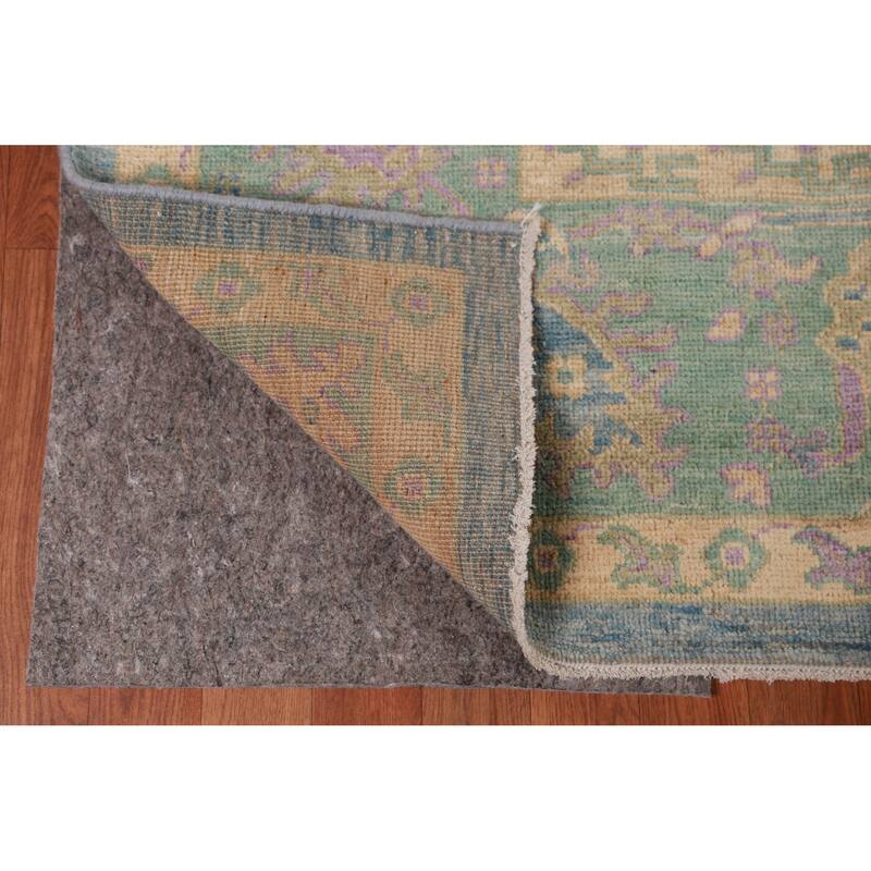 Hand Knotted Oriental 100% Wool Carpet Transitional Floral Navy Blue & Blues Oushak Area Rug - 11' 11'' X 8' 11''