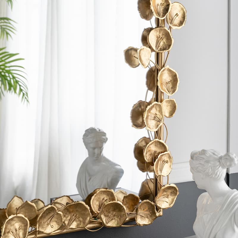 Wall Mirror with Golden Leaf Accents,Designed by CUSchoice
