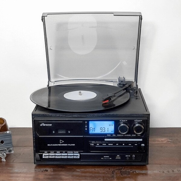Victor Cosmopolitan 8-in-1 Turntable Music Center with Bluetooth
