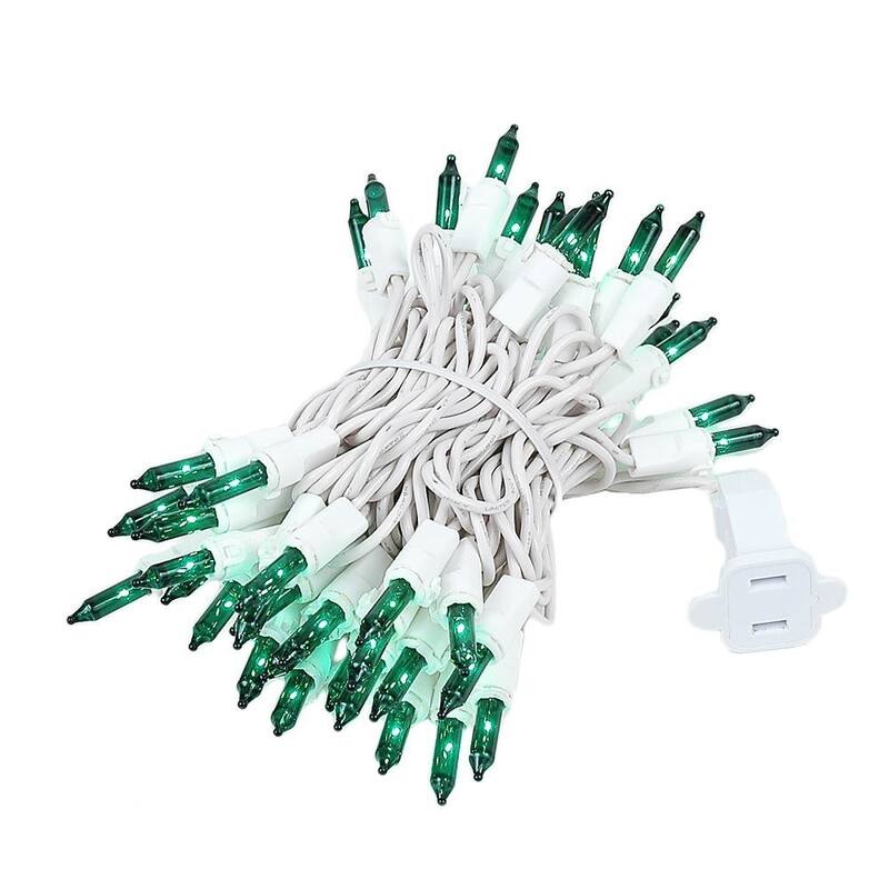 50 Light Christmas Mini Light Set, White Wire, 11' Long