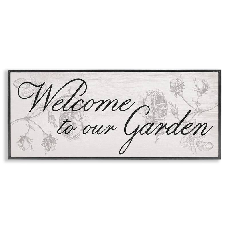 Stupell Vintage Welcome To The Garden Framed Giclee Art Design By Lil' Rue - 24 x 10 - Black