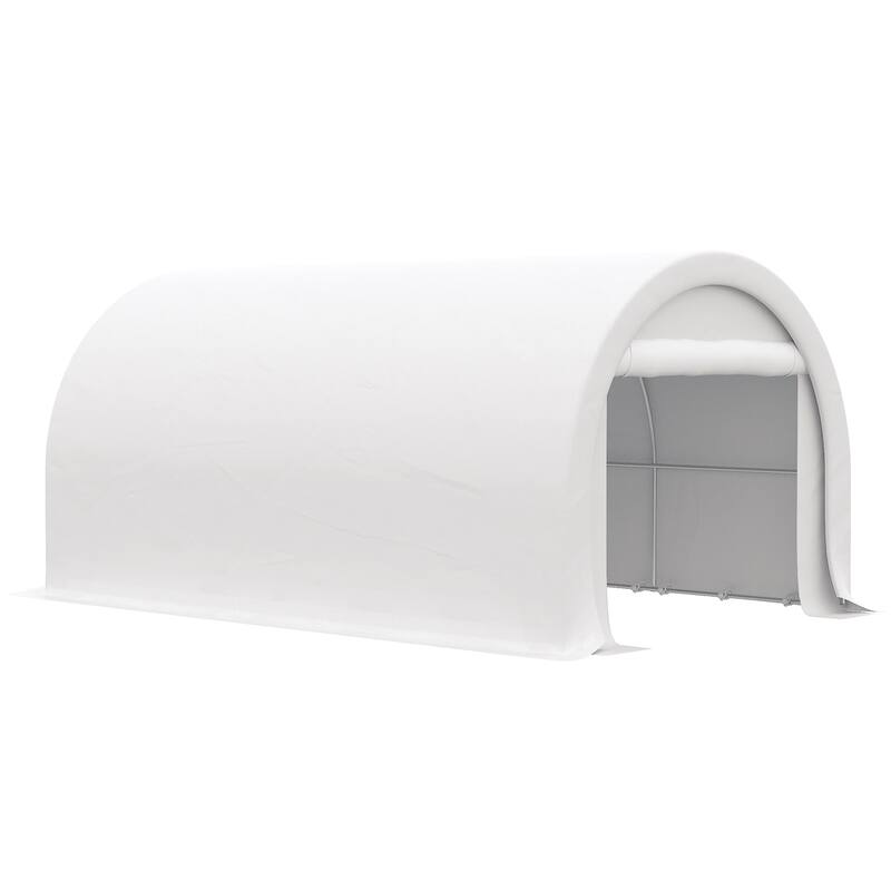 Outsunny 16' x 10' Carport, Heavy Duty Portable Garage / Storage Tent with Large Zippered Door, Anti-UV PE Canopy Cover