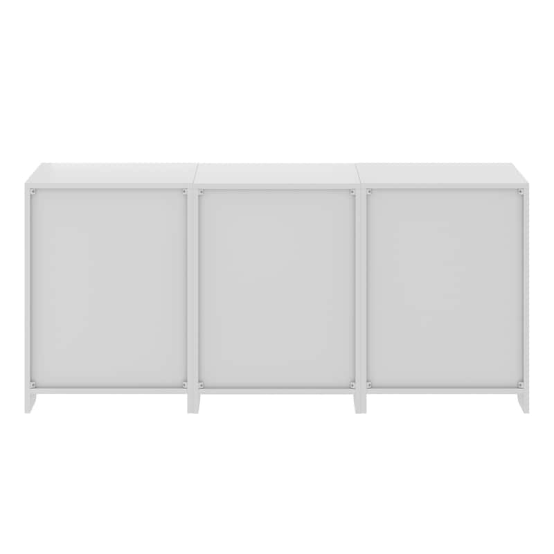 Wooden 3-Piece Storage Cabinet with Adjustable Shelves - 26.25" - White