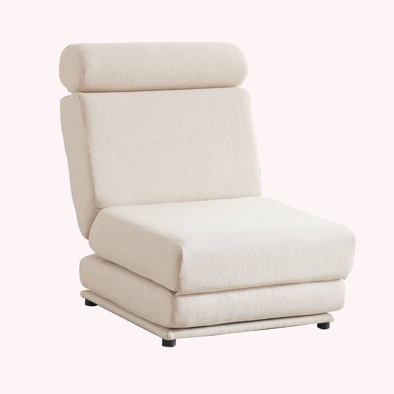 Portable Foldable Single Sofa Chair with Pillow - Cream