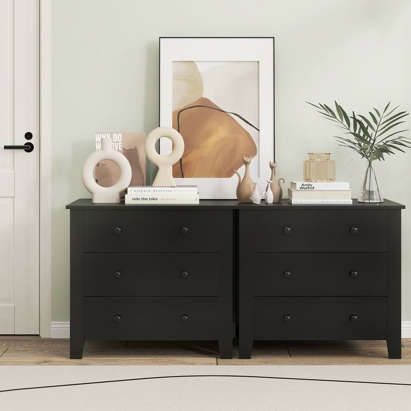 Gymax 3-drawer Dresser w/ Convenient Handles Smooth Slide Rails Accent