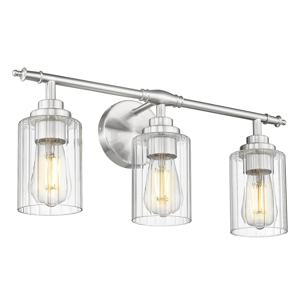 3-Light Brushed Nickel Bathroom Vanity Light