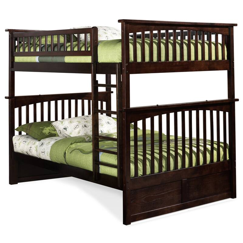 Bunk Bed Full Over Full - Solid Wood Frame, Durable Design, Space Saving, Easy Assembly