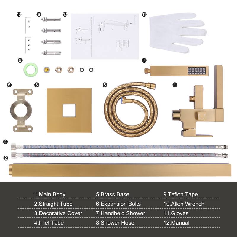 WOWOW Single Handle Freestanding Bathtub Faucet with Handheld Shower
