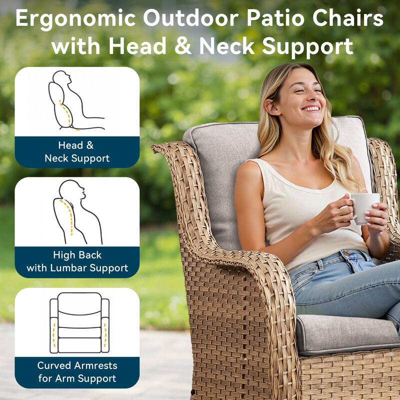 Outdoor Wicker High Back Club Chair Yellow-Beige - Yellow