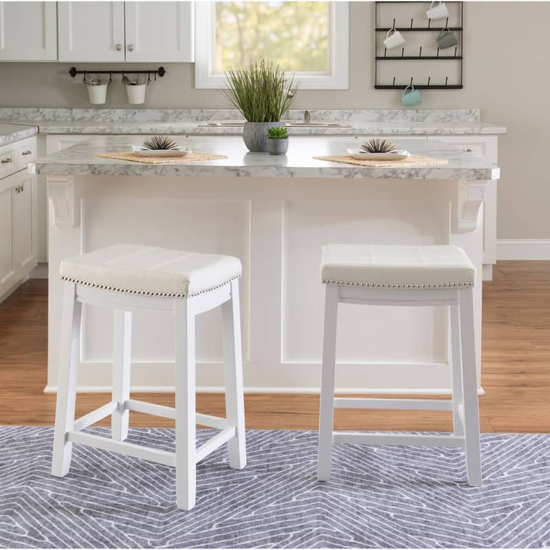 Linon Willamette Backless Upholstered Counter Stool