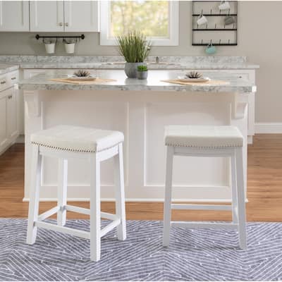 Linon Willamette Backless Upholstered Counter Stool
