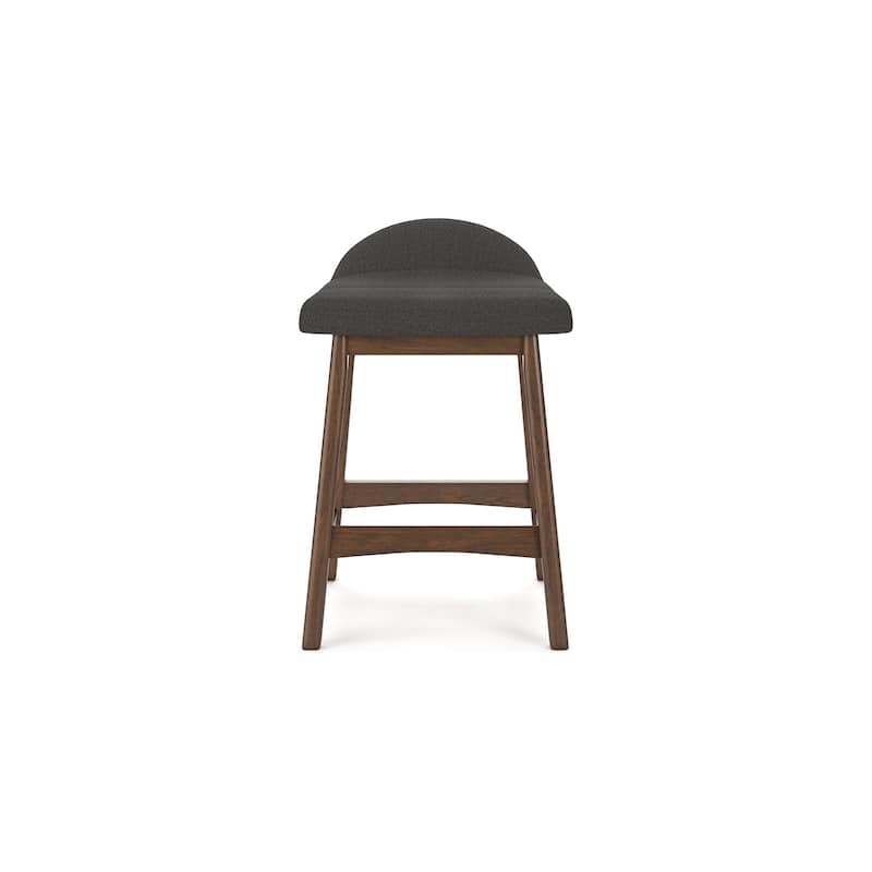 Jeyn Counter Stool with Footrest Set of 2, Brown Wood, Charcoal Gray