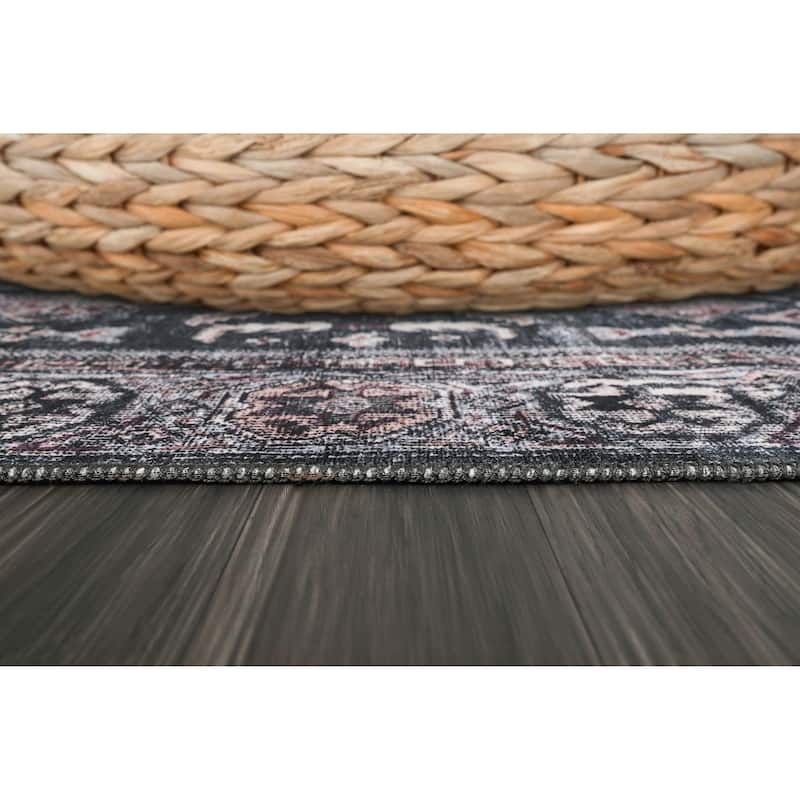 Vintage Oriental Machine Washable Non Slip Area Rugs for Living Room Bedroom Kitchen