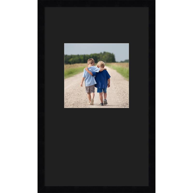 Svelte Clay Grey Framed Picture Frame, Photo Frame - 13x22 Matted Black 8x8 - Svelte Noir Black