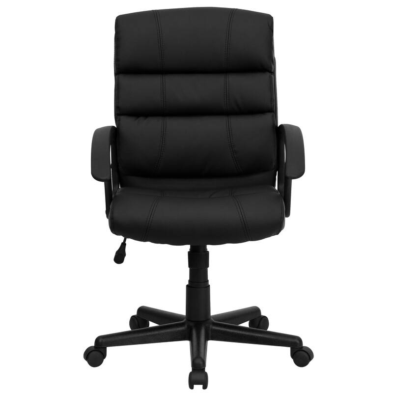 Mid-Back LeatherSoft Swivel Office Chair with Accent Divided Back and Arms
